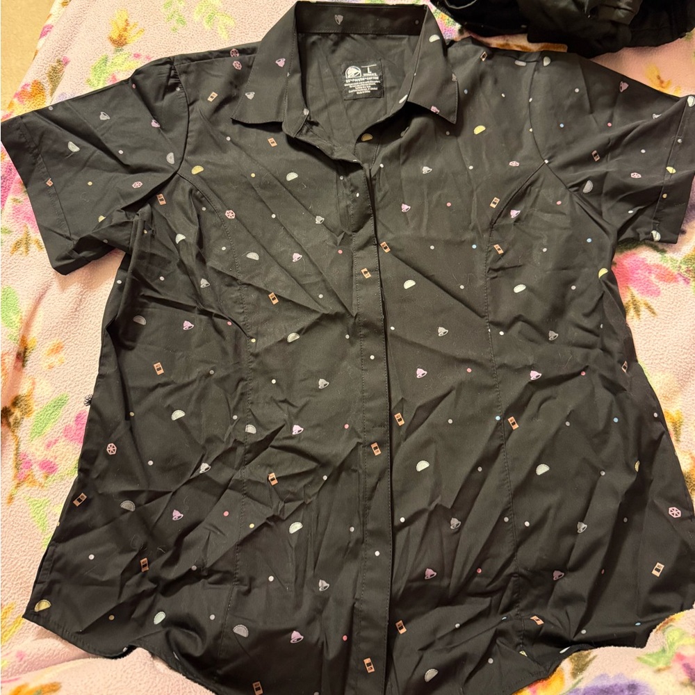 TACO BELL- Size women’s L button down manager shirt.